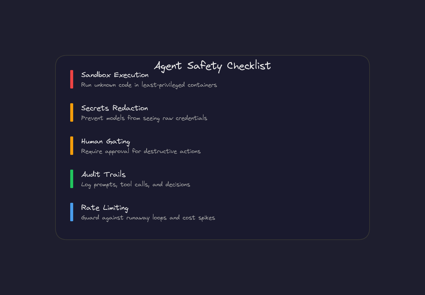 Agent safety checklist