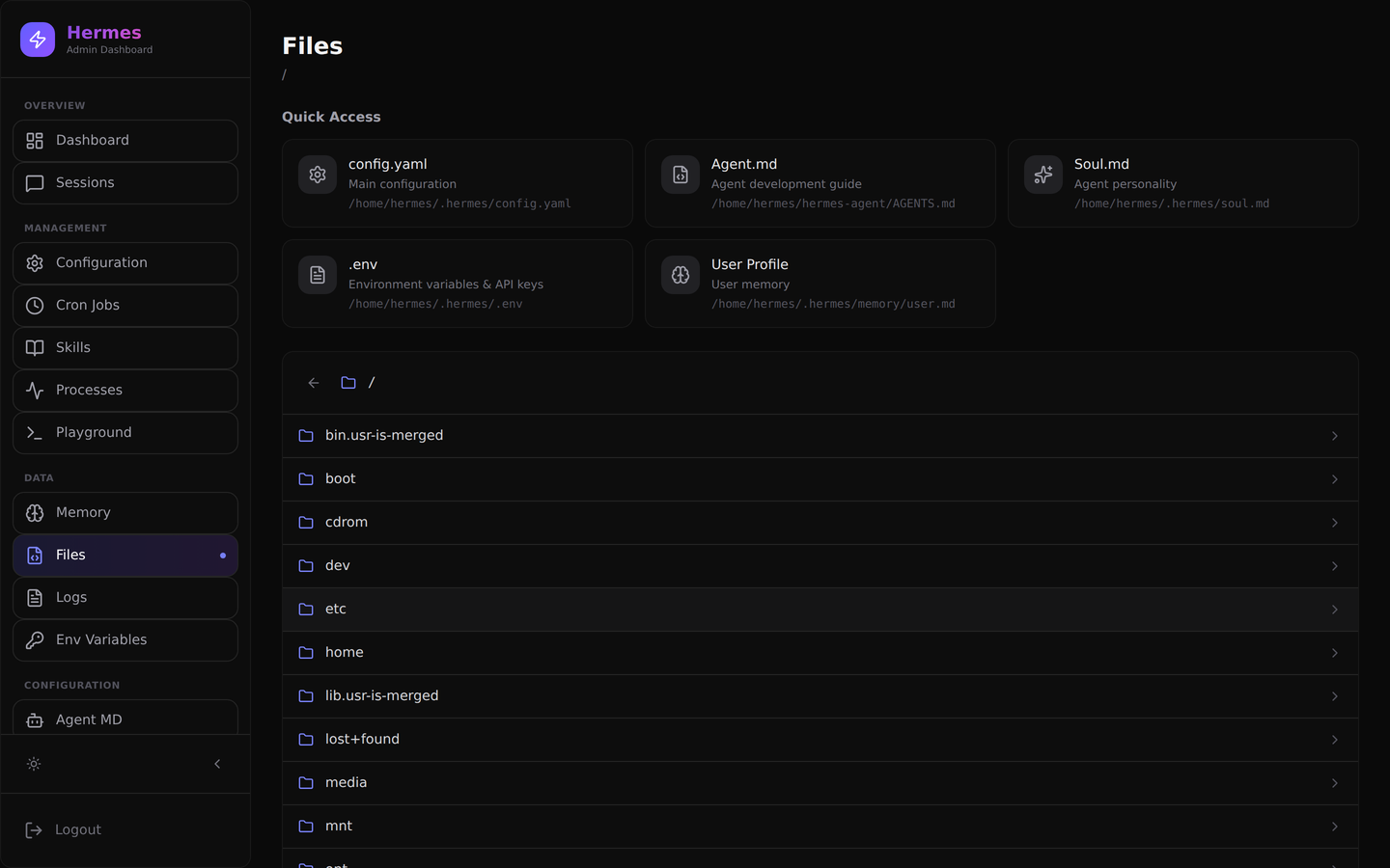 File browser showing directory navigation